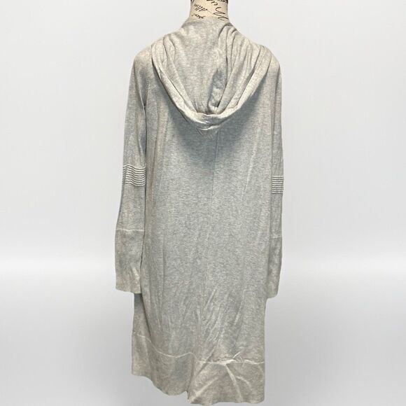 Athleta Hooded Cardigan Open Front Duster Light Grey Women’s Medium - Picture 2 of 12
